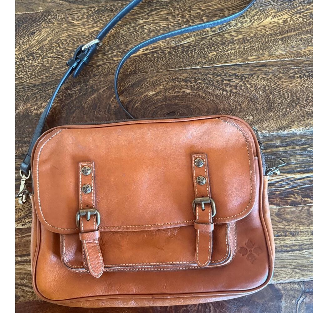 Patricia Nash Leather Double Buckle Messenger Crossbody Bag